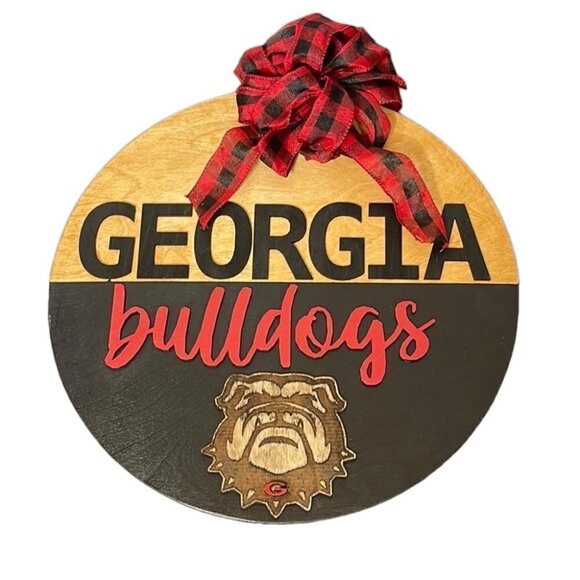 Custom 16" Round 3D Georgia Bulldog Wood Sign